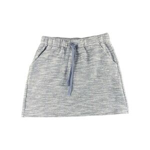 LOFT Textured Knit Skirt Drawstring Waist Pockets Blue White Size M‎